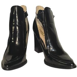 Yoki Heels Pumps Women Size 10 Block Heel Ankle Strap Black Patent